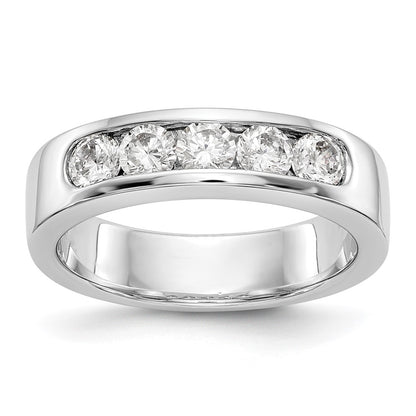 0.75ct. CZ Solid Real 14K White Gold 5-3.4mm Stone Channel Wedding Band Ring
