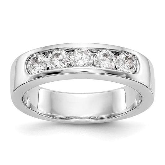 0.75ct. CZ Solid Real 14K White Gold 5-3.4mm Stone Channel Wedding Band Ring