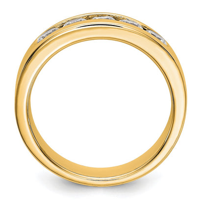 0.75ct. CZ Solid Real 14K Yellow Gold 5-3.4mm Stone Channel Wedding Band Ring
