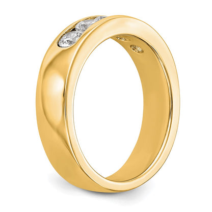 0.75ct. CZ Solid Real 14K Yellow Gold 5-3.4mm Stone Channel Wedding Band Ring