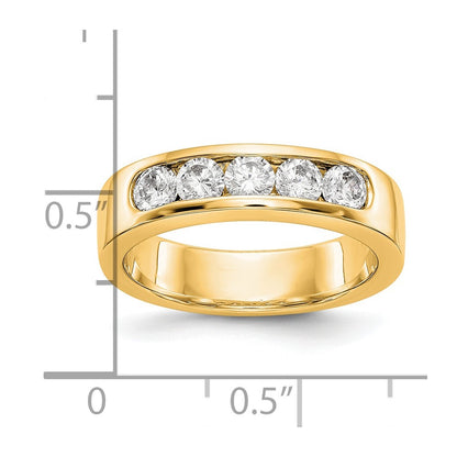 0.75ct. CZ Solid Real 14K Yellow Gold 5-3.4mm Stone Channel Wedding Band Ring