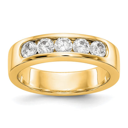 0.75ct. CZ Solid Real 14K Yellow Gold 5-3.4mm Stone Channel Wedding Band Ring