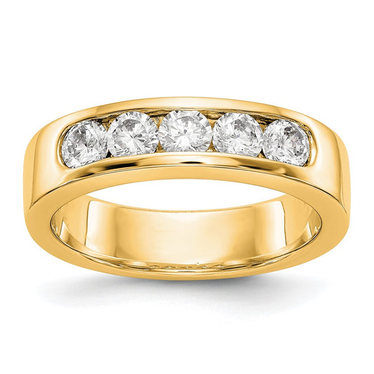 0.75ct. CZ Solid Real 14K Yellow Gold 5-3.4mm Stone Channel Wedding Band Ring