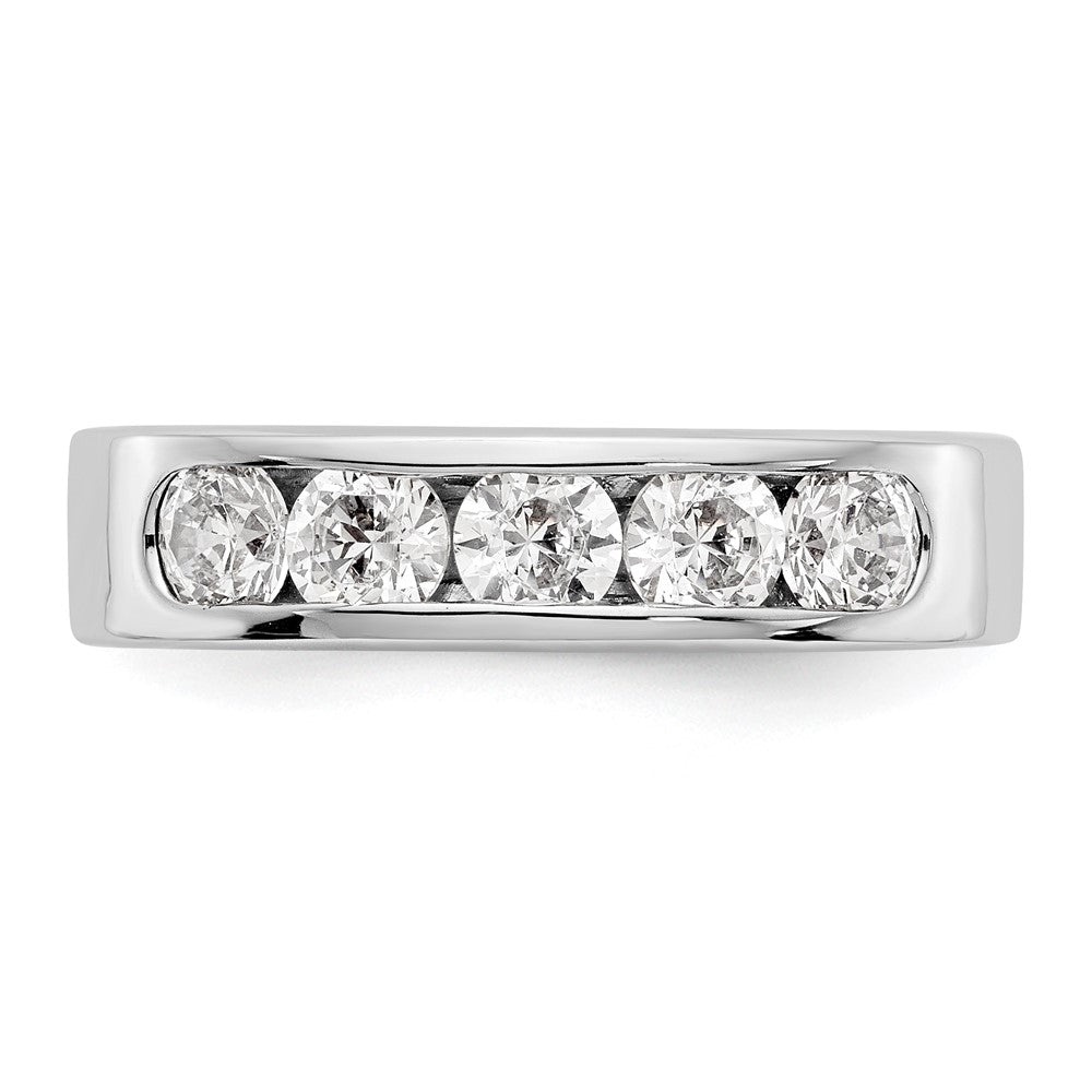 1.00ct. CZ Solid Real 14K White Gold 5-Stone Channel Wedding Band Ring