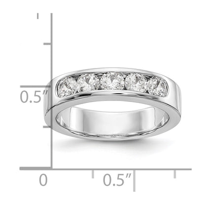 1.00ct. CZ Solid Real 14K White Gold 5-3.8mm Stone Channel Wedding Band Ring