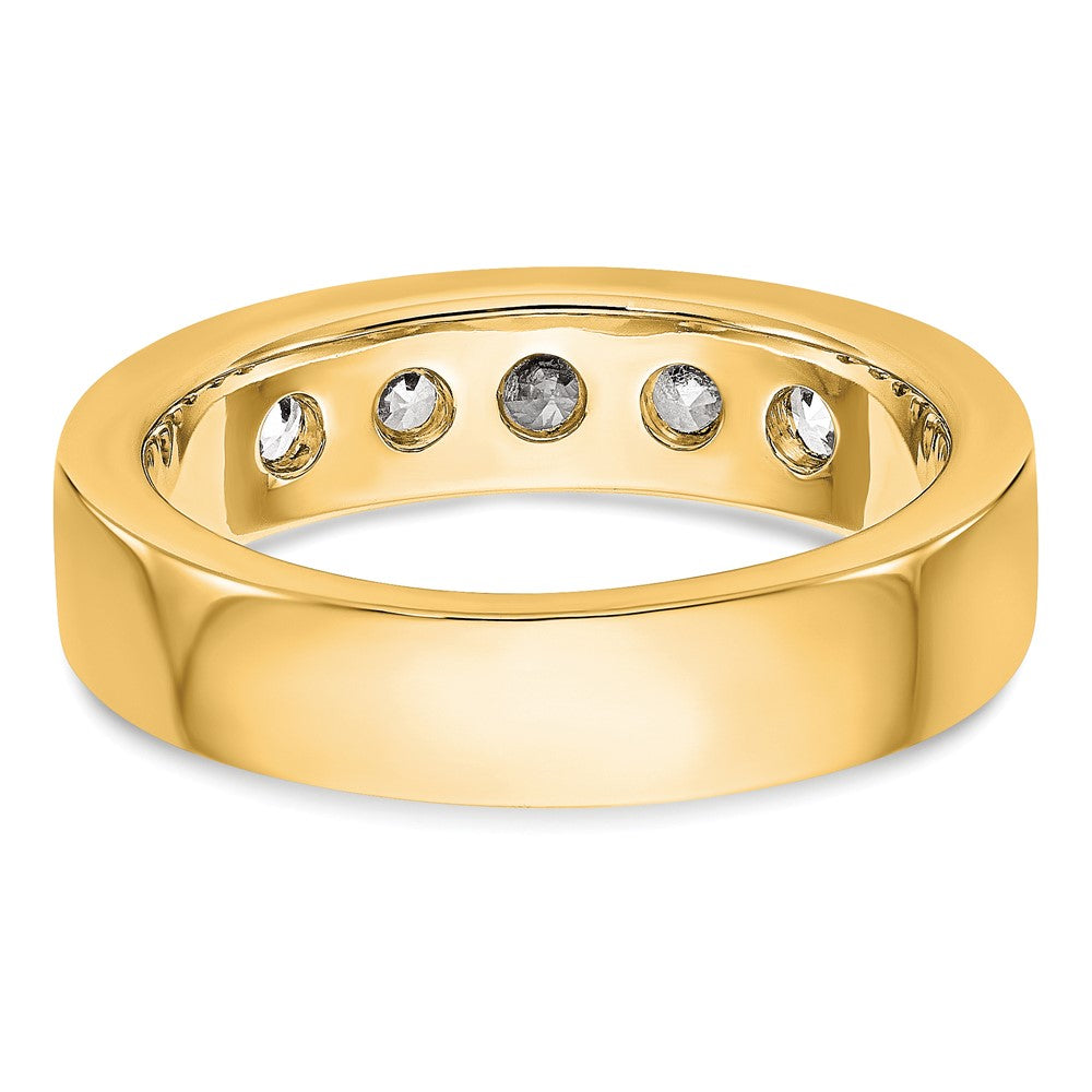 1.00ct. CZ Solid Real 14K Yellow Gold 5-3.8mm Stone Channel Wedding Band Ring