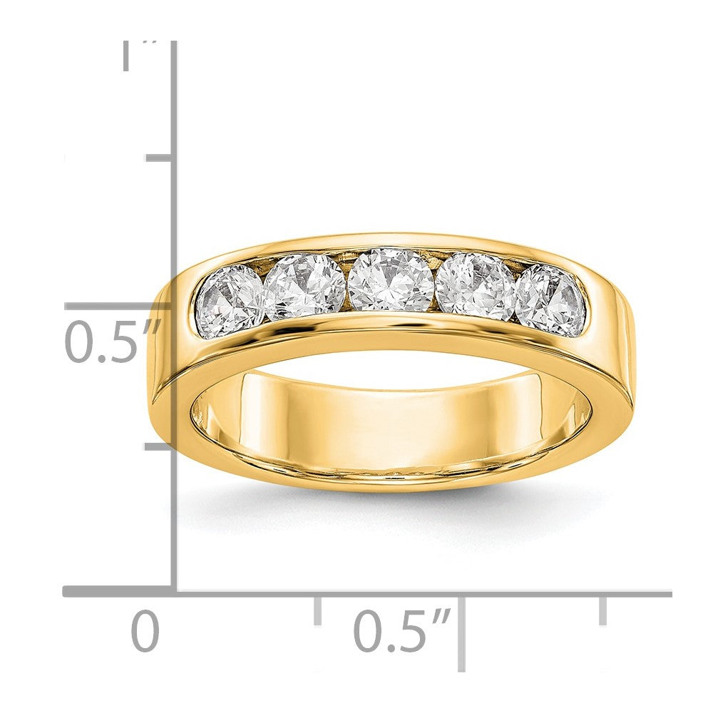 1.00ct. CZ Solid Real 14K Yellow Gold 5-3.8mm Stone Channel Wedding Band Ring