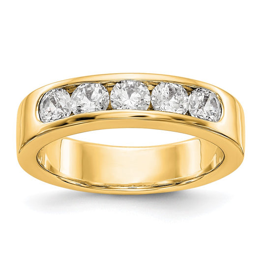 1.00ct. CZ Solid Real 14K Yellow Gold 5-3.8mm Stone Channel Wedding Band Ring