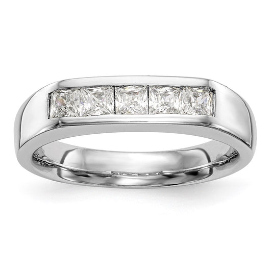 0.50ct. CZ Solid Real 14K White Gold 5-Stone Channel Wedding Band Ring