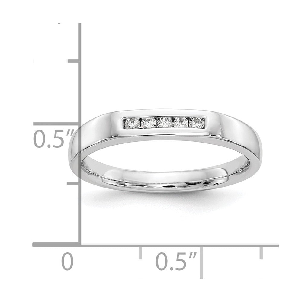 0.09ct. CZ Solid Real 14K White Gold 5-Stone Channel Wedding Band Ring