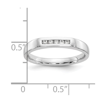 0.09ct. CZ Solid Real 14K White Gold 5-Stone Channel Wedding Band Ring