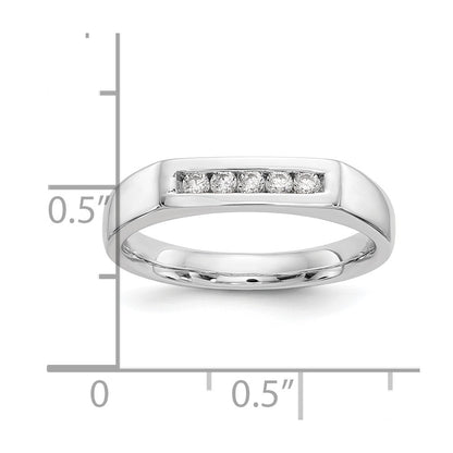 0.14ct. CZ Solid Real 14K White Gold 5-Stone Channel Wedding Band Ring