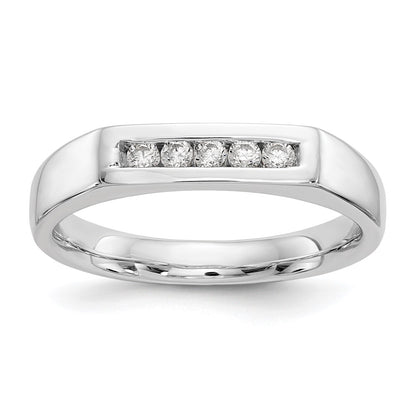 0.14ct. CZ Solid Real 14K White Gold 5-Stone Channel Wedding Band Ring