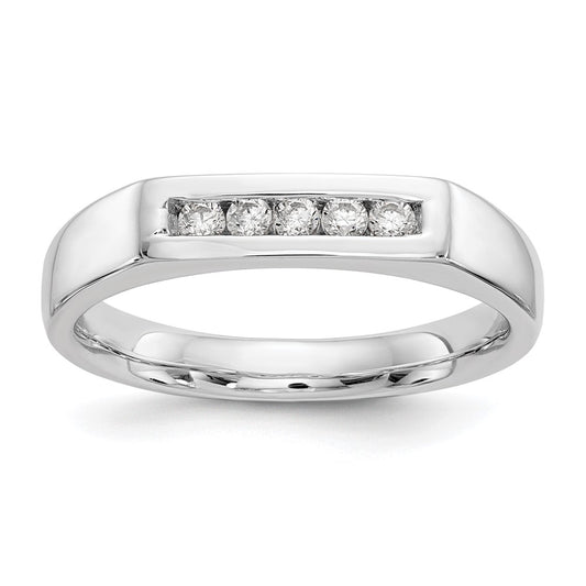 14K White Gold 5-Stone Real Diamond Channel Band