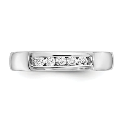 0.20ct. CZ Solid Real 14K White Gold 5-Stone Channel Wedding Band Ring