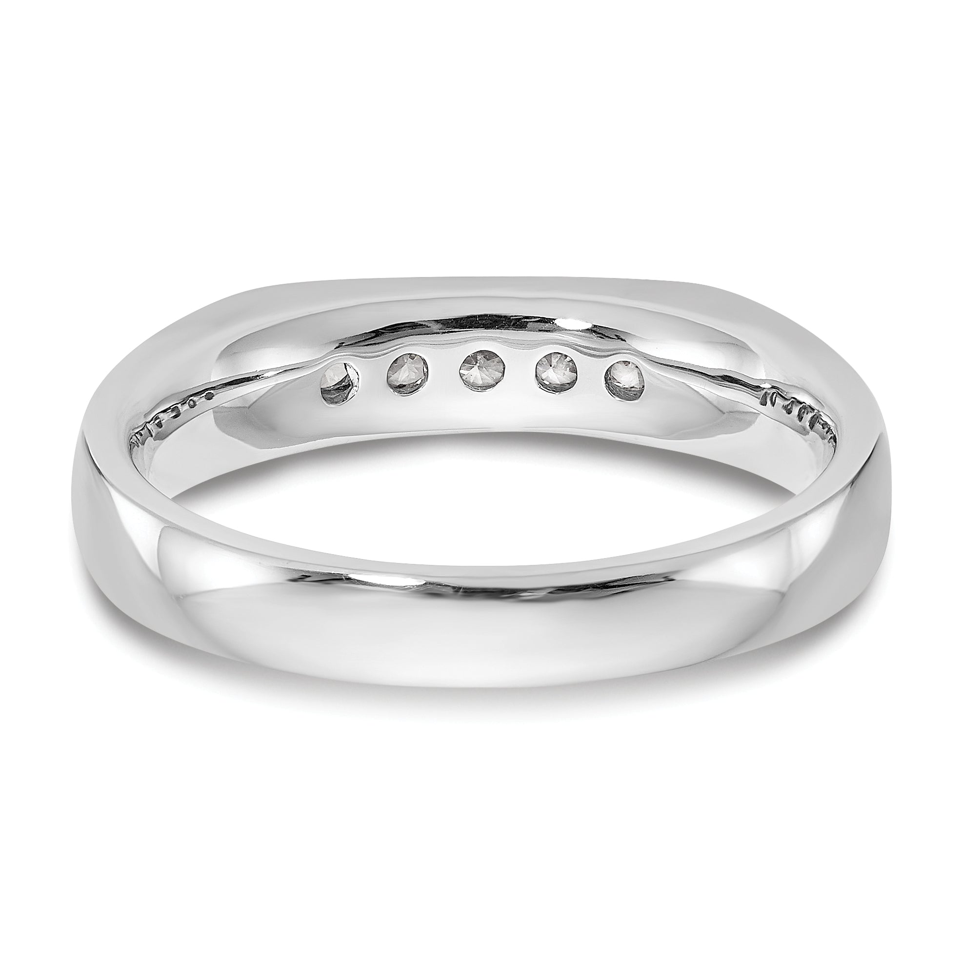 0.20ct. CZ Solid Real 14K White Gold 5-Stone Channel Wedding Band Ring