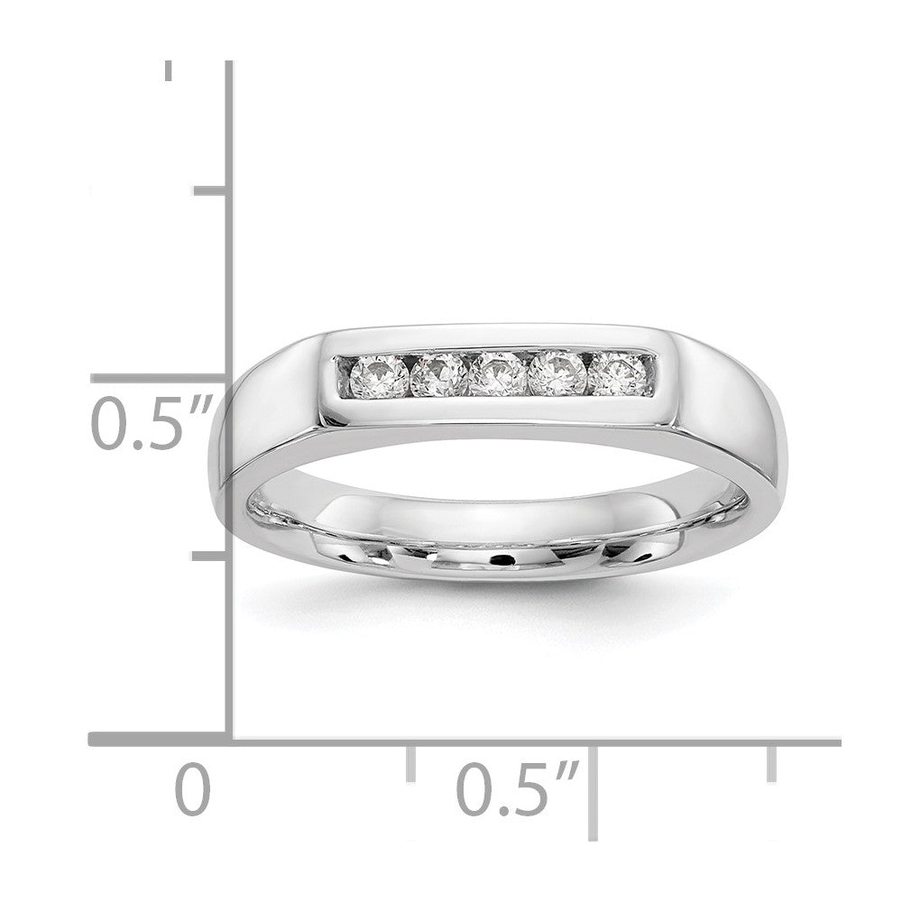 0.20ct. CZ Solid Real 14K White Gold 5-Stone Channel Wedding Band Ring