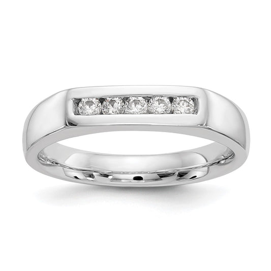 14K White Gold 5-Stone Real Diamond Channel Band