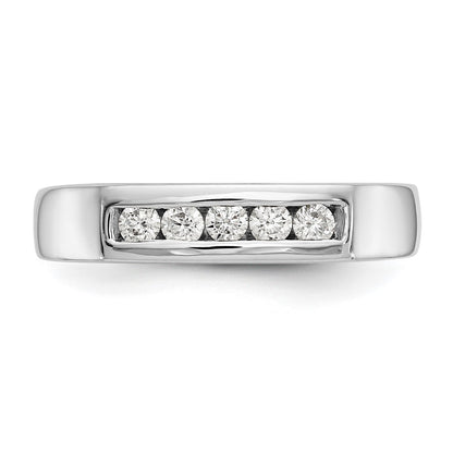 0.25ct. CZ Solid Real 14K White Gold 5-Stone Channel Wedding Band Ring