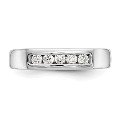 0.25ct. CZ Solid Real 14K White Gold 5-Stone Channel Wedding Band Ring