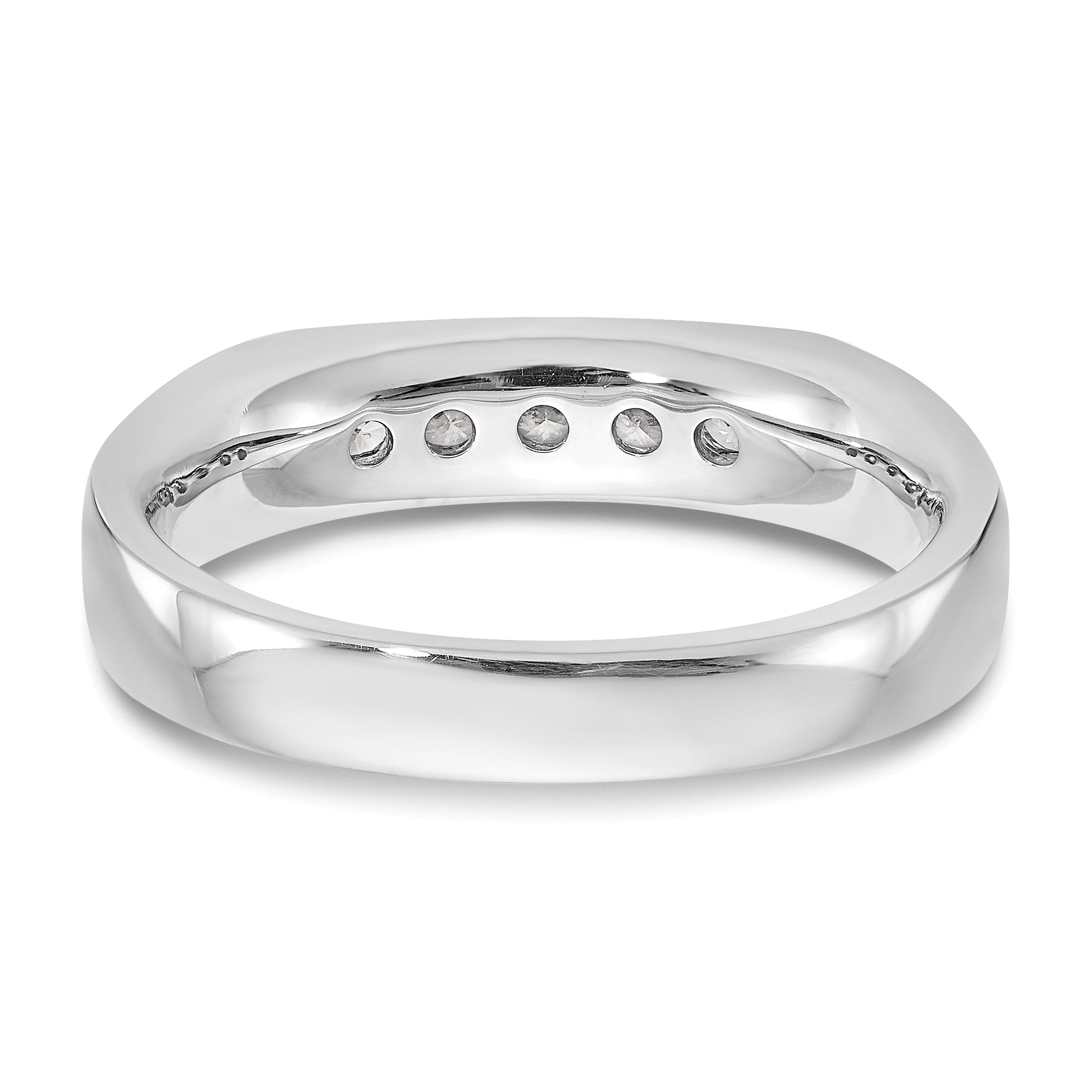 0.25ct. CZ Solid Real 14K White Gold 5-Stone Channel Wedding Band Ring