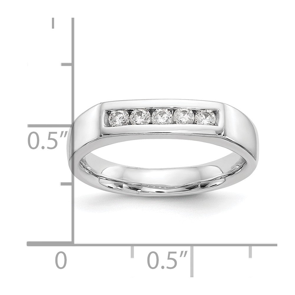 0.25ct. CZ Solid Real 14K White Gold 5-Stone Channel Wedding Band Ring