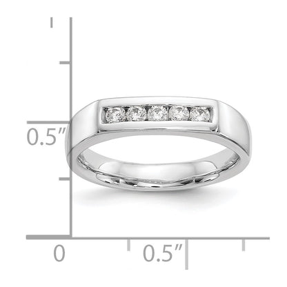 0.25ct. CZ Solid Real 14K White Gold 5-Stone Channel Wedding Band Ring