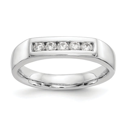 0.25ct. CZ Solid Real 14K White Gold 5-Stone Channel Wedding Band Ring