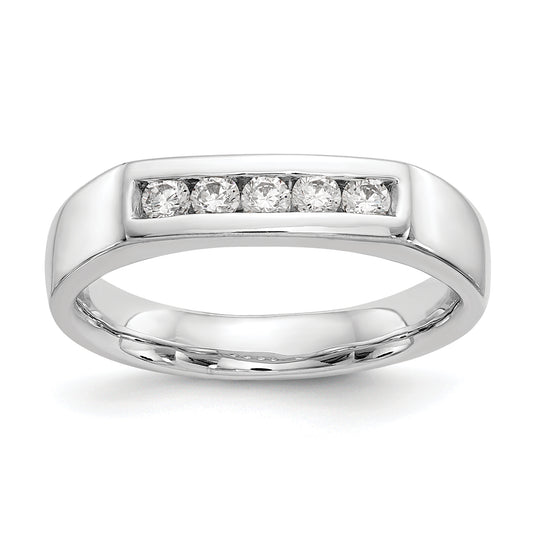 0.25ct. CZ Solid Real 14K White Gold 5-Stone Channel Wedding Band Ring