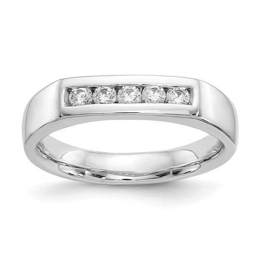 14K White Gold 5-Stone Real Diamond Channel Band