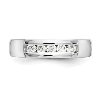 0.33ct. CZ Solid Real 14K White Gold 5-Stone Channel Wedding Band Ring