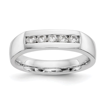 0.33ct. CZ Solid Real 14K White Gold 5-Stone Channel Wedding Band Ring