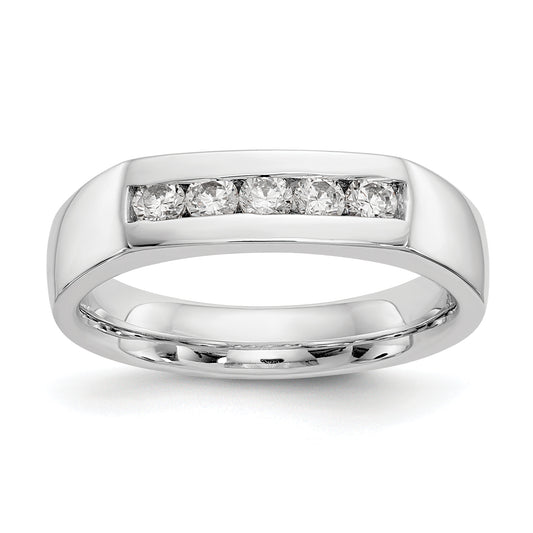 0.33ct. CZ Solid Real 14K White Gold 5-Stone Channel Wedding Band Ring