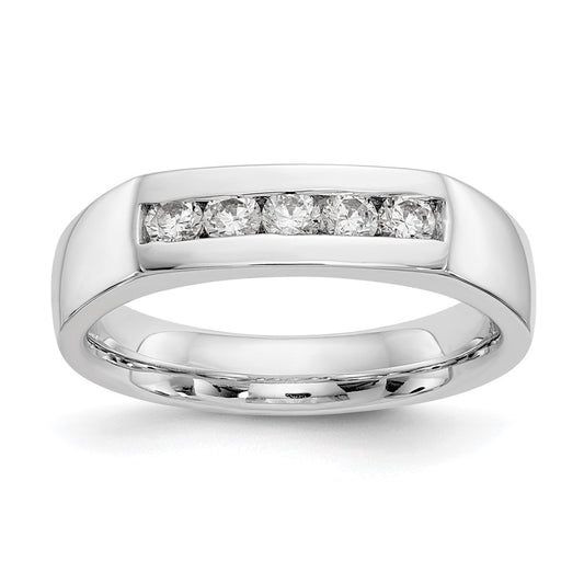 14K White Gold 5-Stone Real Diamond Channel Band