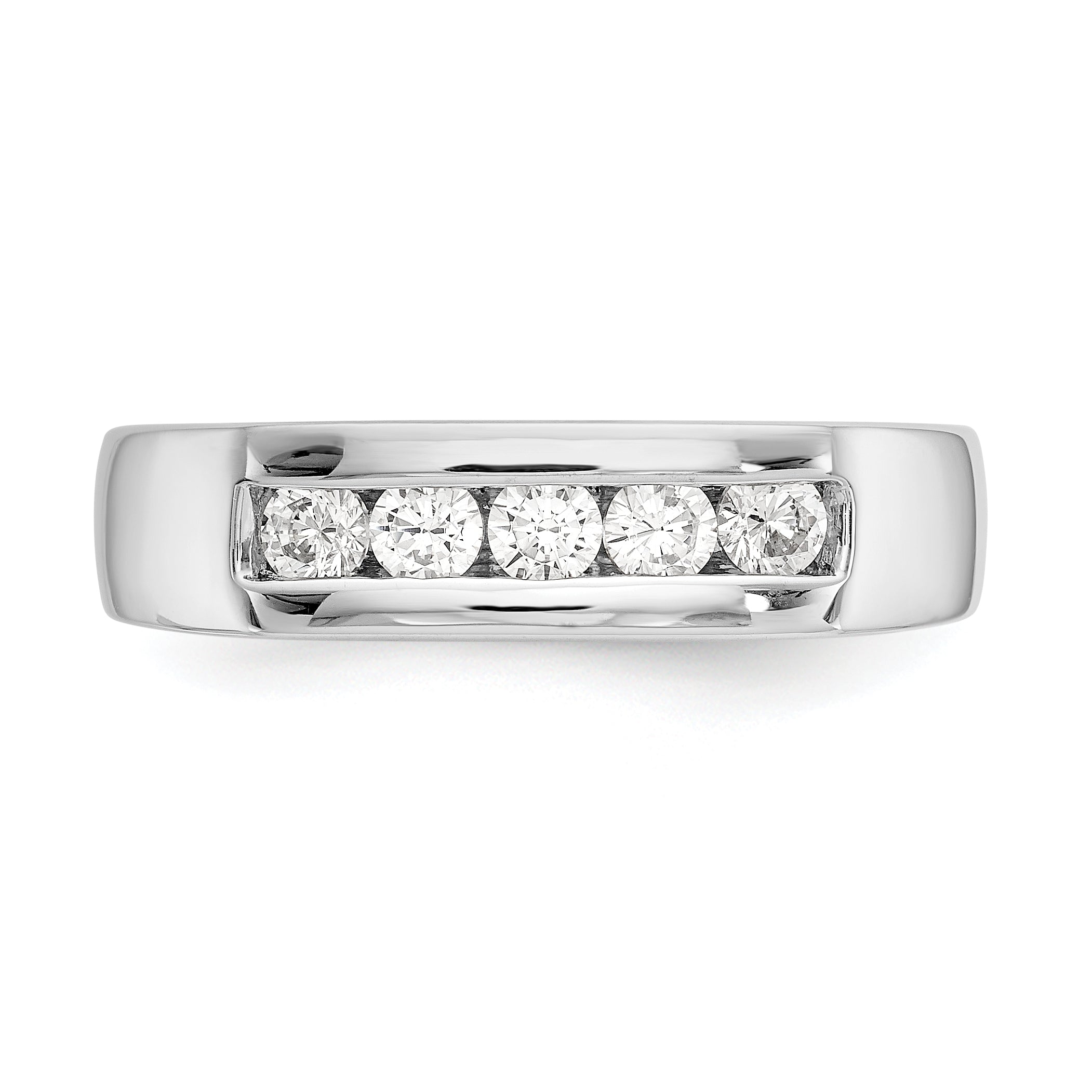 0.40ct. CZ Solid Real 14K White Gold 5-Stone Channel Wedding Band Ring