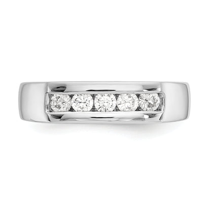 0.40ct. CZ Solid Real 14K White Gold 5-Stone Channel Wedding Band Ring