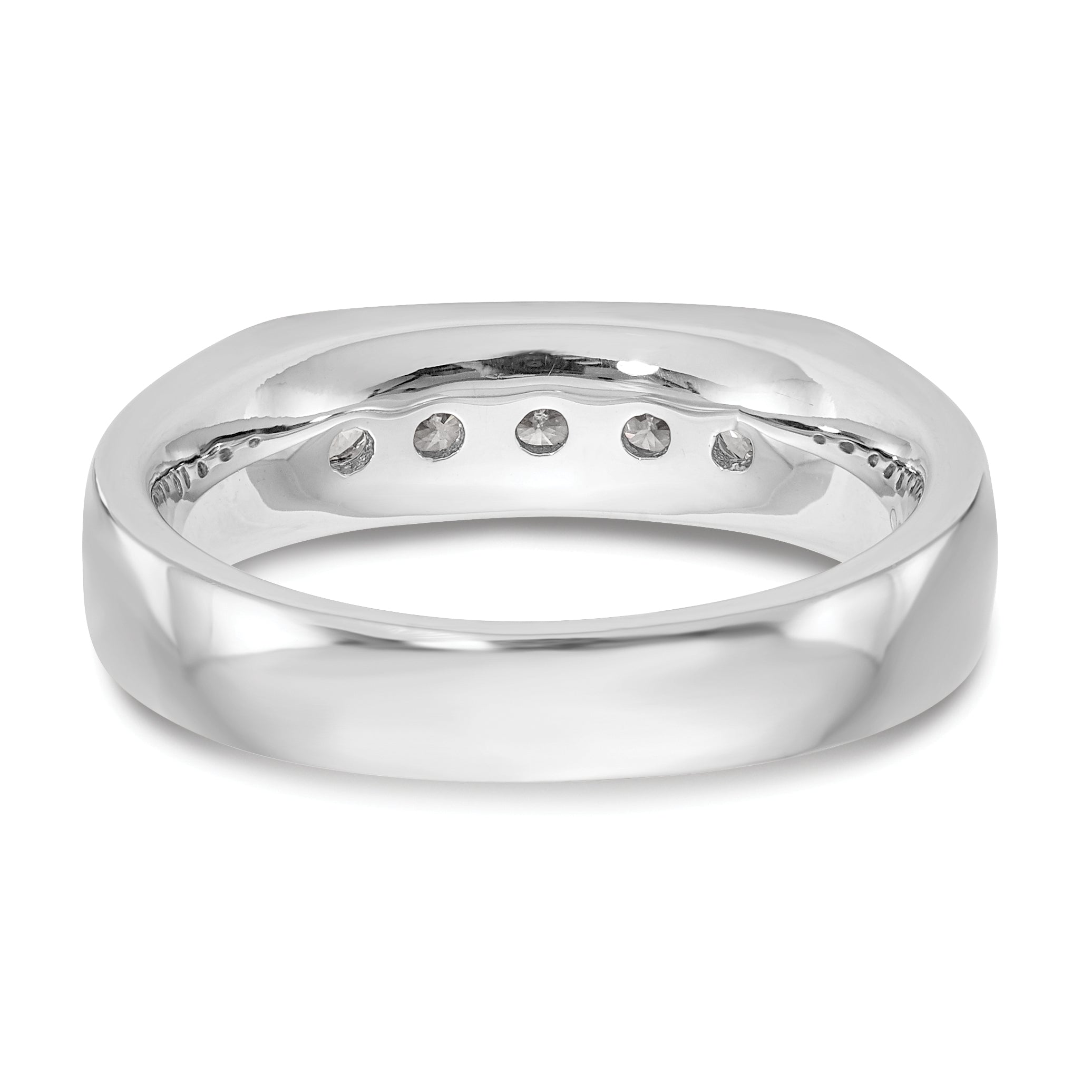 0.40ct. CZ Solid Real 14K White Gold 5-Stone Channel Wedding Band Ring