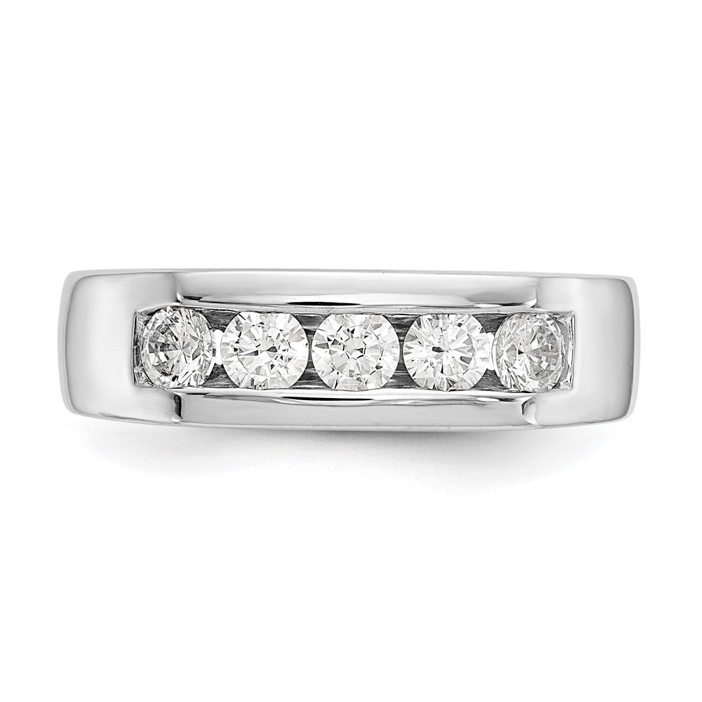 0.63ct. CZ Solid Real 14K White Gold 5-Stone Channel Wedding Band Ring