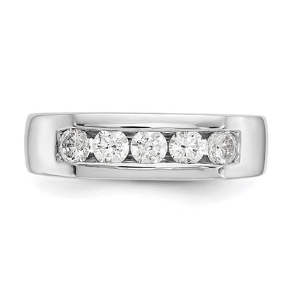 0.63ct. CZ Solid Real 14K White Gold 5-Stone Channel Wedding Band Ring