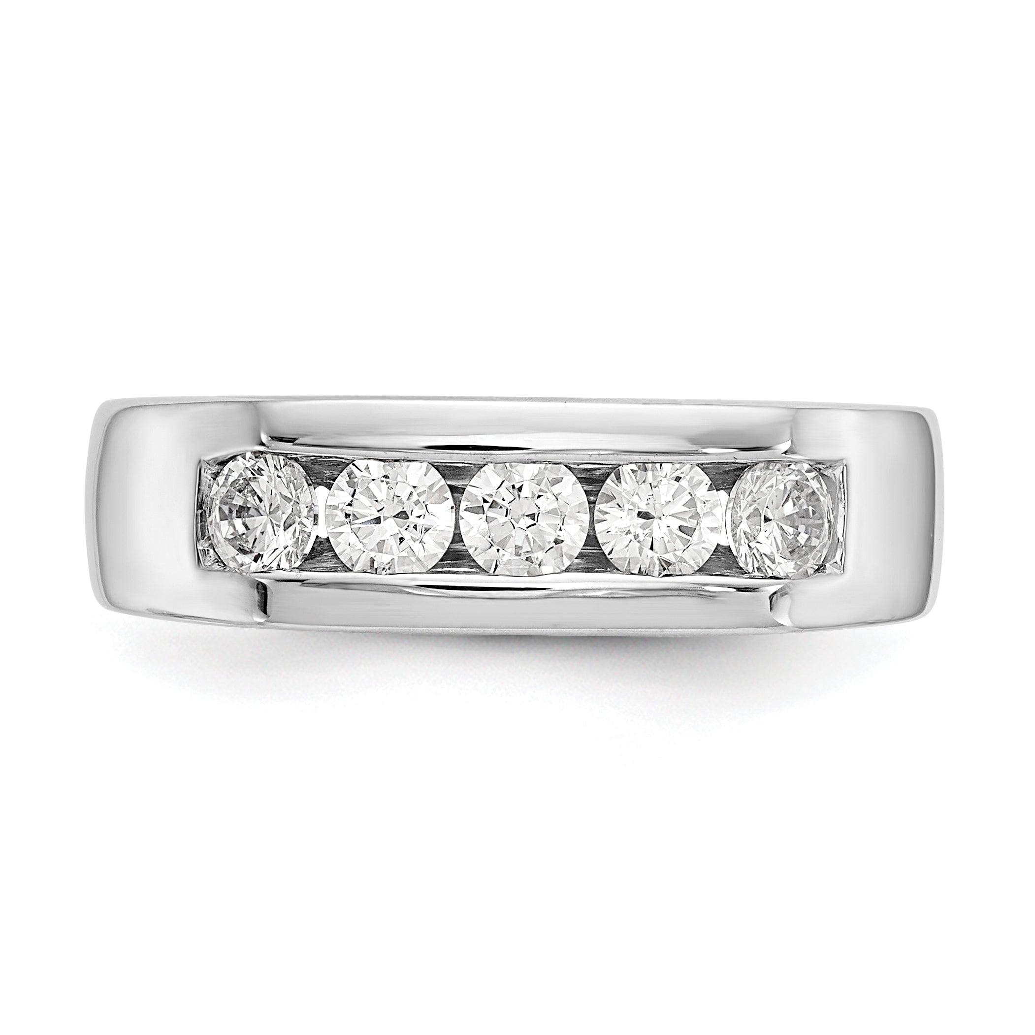 0.63ct. CZ Solid Real 14K White Gold 5-Stone Channel Wedding Band Ring