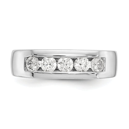 0.63ct. CZ Solid Real 14K White Gold 5-Stone Channel Wedding Band Ring