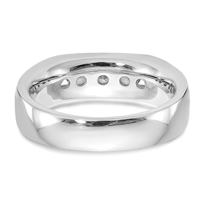 0.63ct. CZ Solid Real 14K White Gold 5-Stone Channel Wedding Band Ring