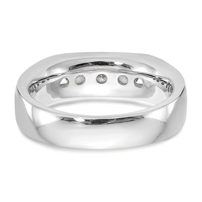 0.63ct. CZ Solid Real 14K White Gold 5-Stone Channel Wedding Band Ring