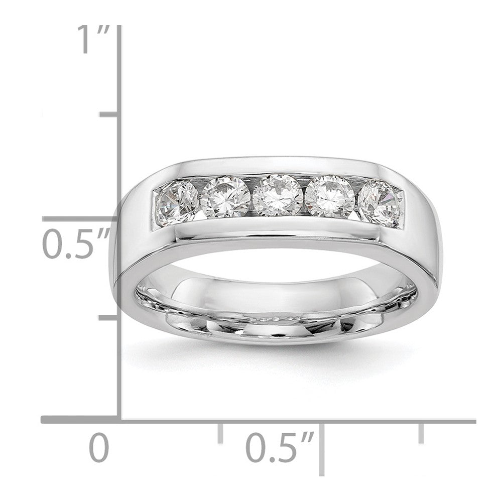 0.63ct. CZ Solid Real 14K White Gold 5-Stone Channel Wedding Band Ring