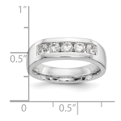 0.63ct. CZ Solid Real 14K White Gold 5-Stone Channel Wedding Band Ring