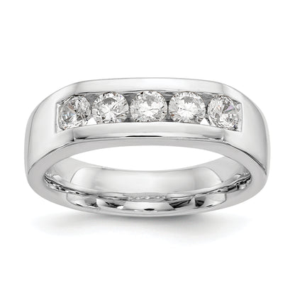 0.63ct. CZ Solid Real 14K White Gold 5-Stone Channel Wedding Band Ring