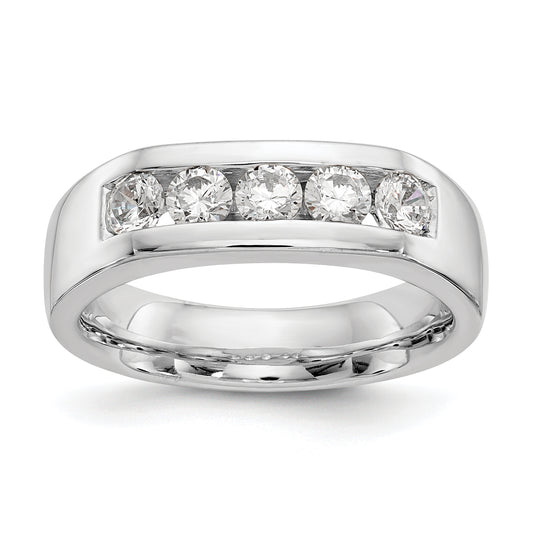 0.63ct. CZ Solid Real 14K White Gold 5-Stone Channel Wedding Band Ring