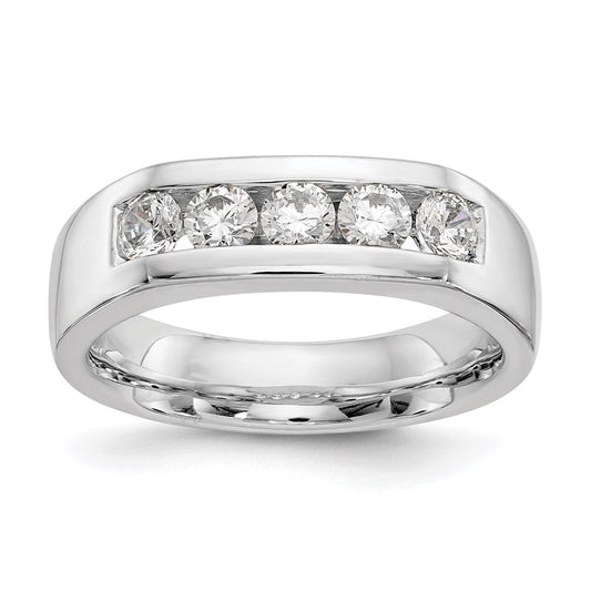 14K White Gold 5-Stone Real Diamond Channel Band