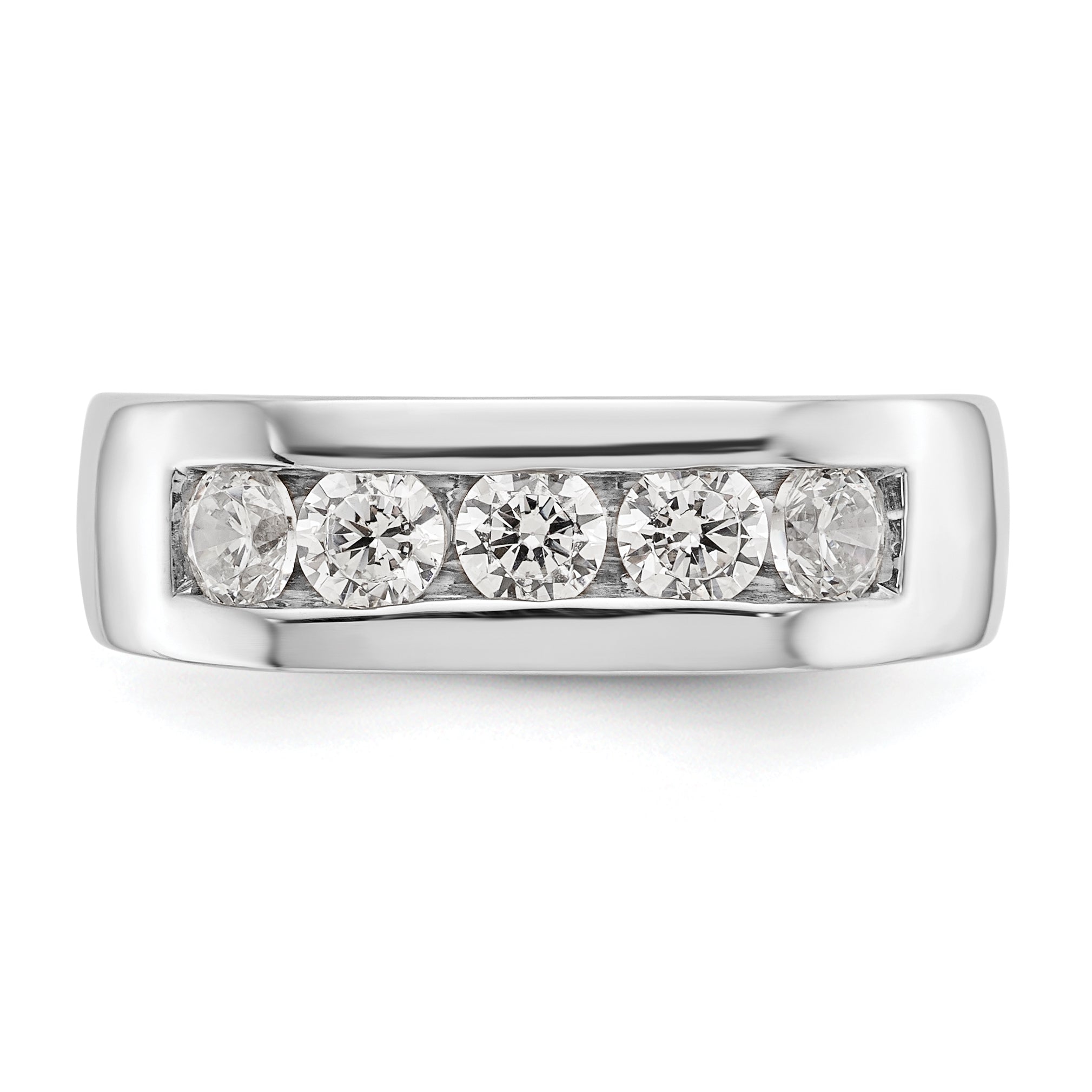 0.50ct. CZ Solid Real 14K White Gold 5-Stone Channel Wedding Band Ring