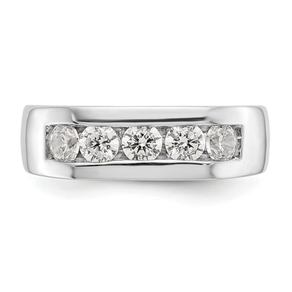 0.50ct. CZ Solid Real 14K White Gold 5-Stone Channel Wedding Band Ring